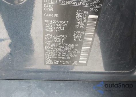 2015 Nissan Rogue S z USA, uszkodzony, nr VIN KNMAT2MV5FP585798